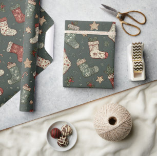 Boho Weihnachts-Strümpfe Wrapping Paper Geschenkpapier