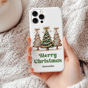 Boho-Weihnachtsbäume Wasserfarbe Leopardenmuster Case-Mate iPhone Hülle