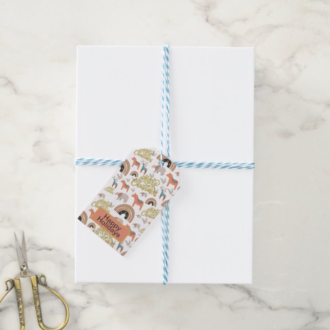 Boho Weihnachtsfeiertag Geschenkanhänger (Mit Garn)