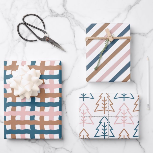 Boho Weihnachtsfeiertag Geschenkpapier Set (Vorderseite)