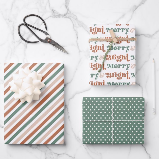 Boho Weihnachtsgeschenk Wrap Modern Holiday Wrappi Geschenkpapier Set (Vorderseite)