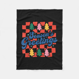 Boho-Weihnachtshemd mit retro Schachbrettmuster Fleecedecke