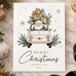 Boho Weihnachtsmann Auto Wasserfarbe Weihnachten