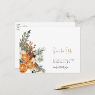 Boho Weihnachtswinters Save the Date Postkarte