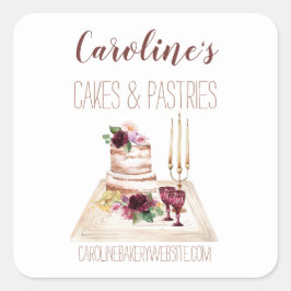 Boho Weinbäckerei Boutique Cupcakes Quadratischer Aufkleber