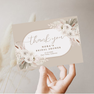 Boho-Weiß- und Neutrales Blumenbouquet Dankeskarte