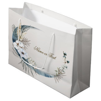 Boho Weiße Orchideen Blumen Blaue Mond Elegante Pa Große Geschenktüte