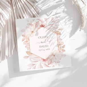 Boho Weiße & Rosarote Rosen Hochzeitsservietten Serviette