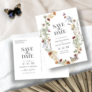 Boho Weiße Save The Date Postkarte
