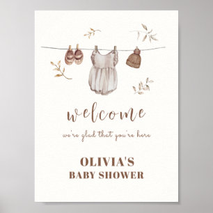 Boho Welcome Sign Girl Outfit Babydusche Poster