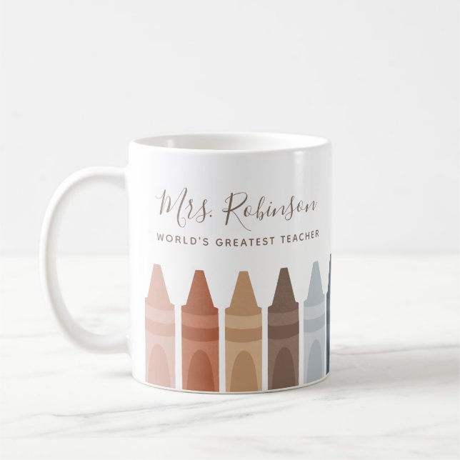 Boho Weltbest Teacher Crayon Kaffeetasse (Links)