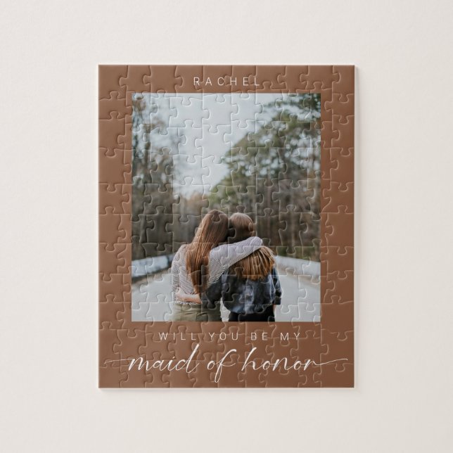 Boho Werden Sie meine Trauzeugin Foto Chic Puzzle (Vertikal)