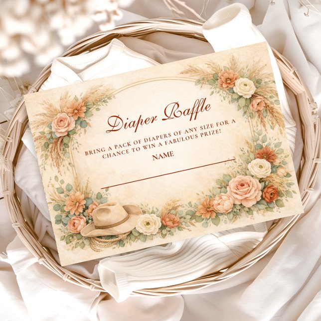 Boho-Western-Blumen-Baby-Party-Windeln-Raffle Begleitkarte (Von Creator hochgeladen)