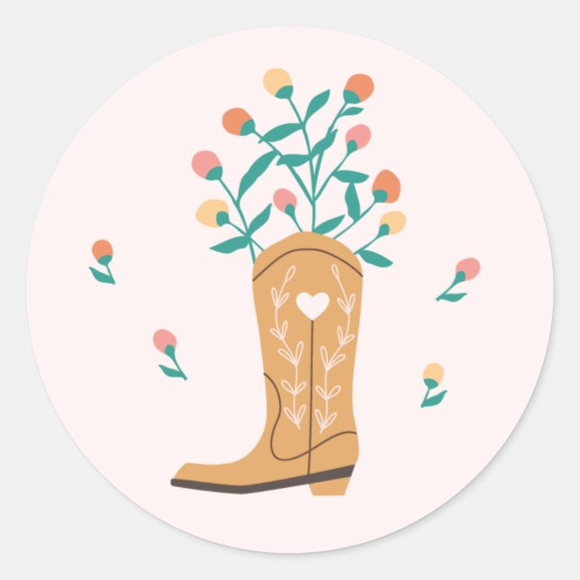Boho Western Boot & Wildblumen Sticker (Vorderseite)