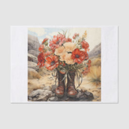 Boho Western Boots Floral Bouquet für Decoupage Seidenpapier