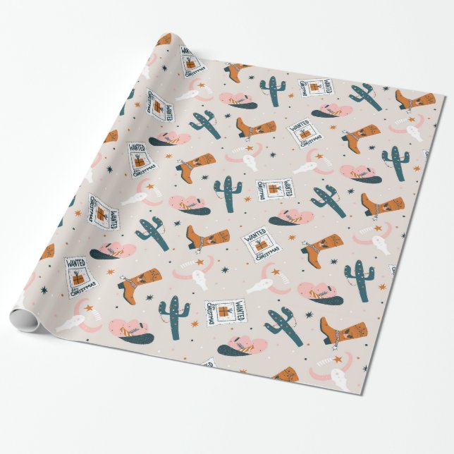 Boho Western Christmas - Beige Geschenkpapier (Ungerollt)