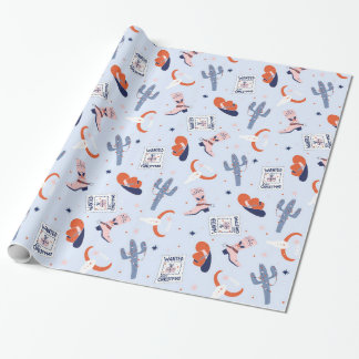 Boho Western Christmas - Blue Geschenkpapier