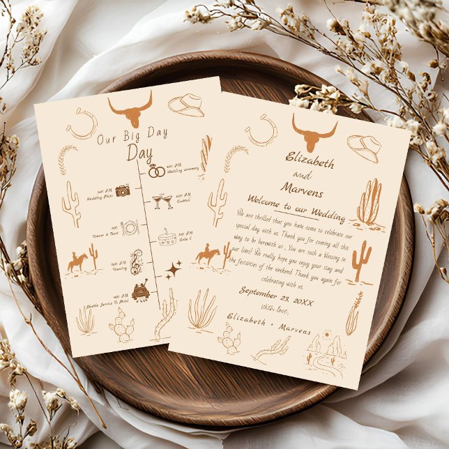 Boho Western Cowboy Illustration Events Timeline Programm (Von Creator hochgeladen)