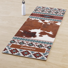 Boho Western Cowhide Name Yogamatte