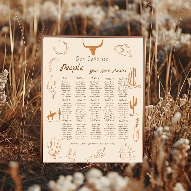 Boho Western Favorite People Wedding Chart Poster (Von Creator hochgeladen)