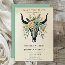 Boho Western Floral Bull Kuh Skull Hochzeit
