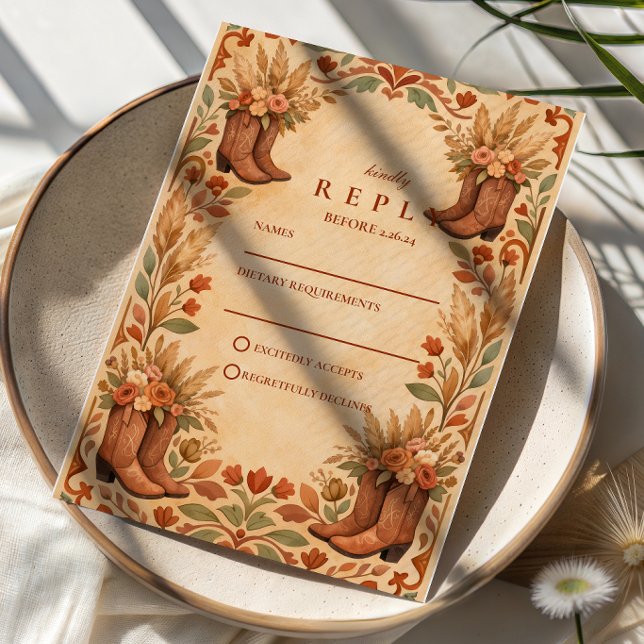 Boho-Western-Gartenhochzeit RSVP Karte (Von Creator hochgeladen)