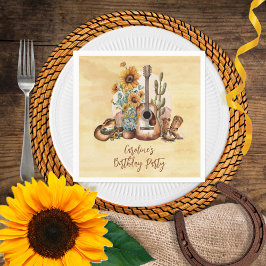 Boho Western Guitar Sonnenblumen Geburtstagsparty Serviette