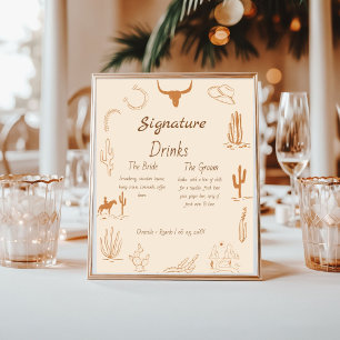 Boho Western Hochzeitsmenü Bar trinken Hochzeitspo Poster