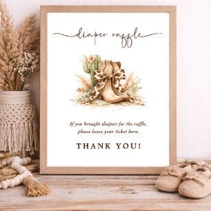 Boho Western Neutrale Babyparty Windel-Raffle Poster