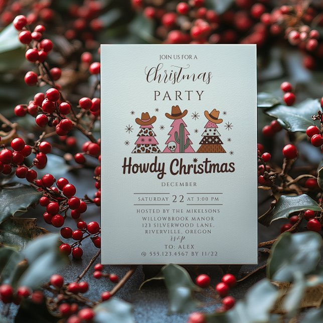 Boho Western Pink Cowgirl Christmas Einladung (Von Creator hochgeladen)