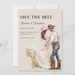 Boho Western Ranch Foto Hochzeit Termin vormerken Einladung