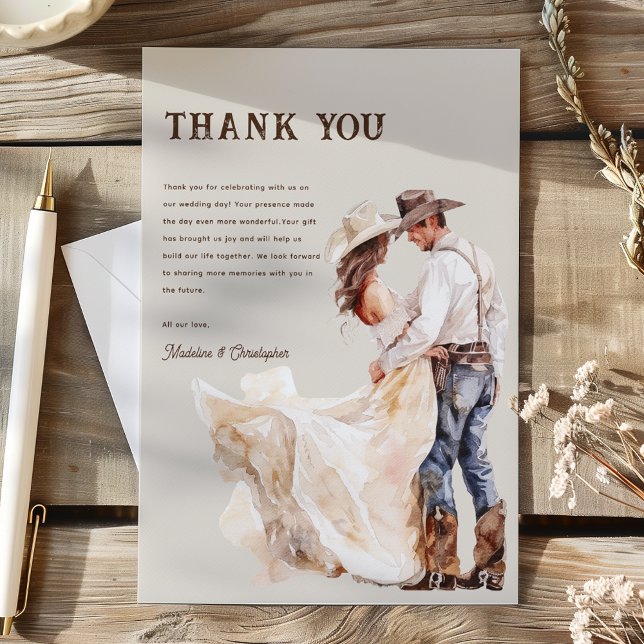 Boho-Western-Ranch-Hochzeit Dankeskarte (Von Creator hochgeladen)