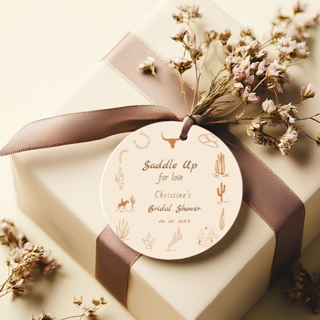 Boho Western Saddle up Cowboy Brautparty Geschenkanhänger (Von Creator hochgeladen)