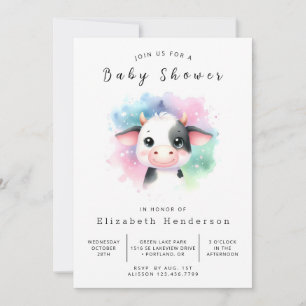 Boho Whimsical Graceful Cow Baby Dusche Einladung
