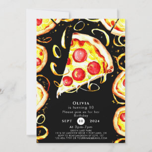 Boho Whimsical Pizza Birthday Einladung