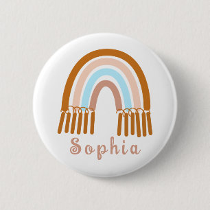 Boho Whimsical Rainbow mit Personalisiertem Namen Button