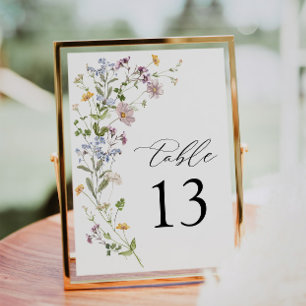 Boho Whimsical Wildblume Wedding Tischnummer
