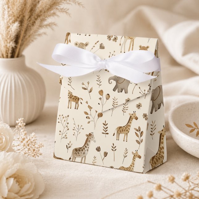 Boho White Beige Jungle Animals Geschenkschachtel (Von Creator hochgeladen)