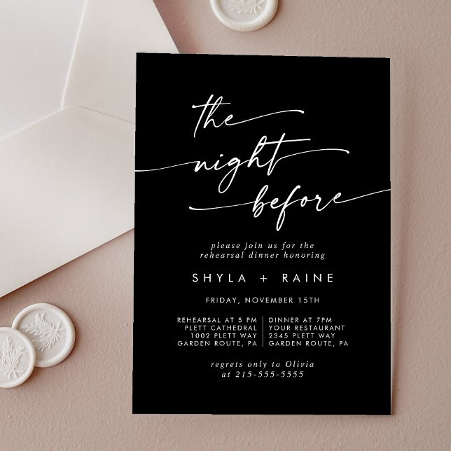 Boho White Black Night Before Probe Dinner Acryleinladungen (Boho White Black Night Before Rehearsal Dinner Acrylic Invitations)