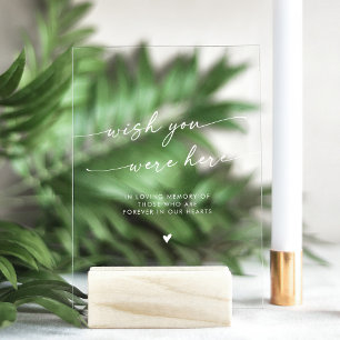Boho White Clear Memorial wünscht, Sie wären hier Acrylschild