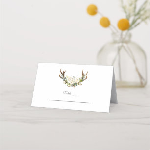 Boho White Cream Blume Antlers Tischnummer Platzkarte