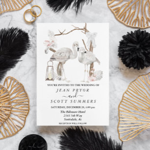 Boho White Flamingo Tropical Arch Floral Einladung