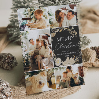 Boho White Floral Dark Foto Weihnachten
