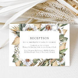 Boho White Floral & Greenerity Hochzeitsempfang Begleitkarte
