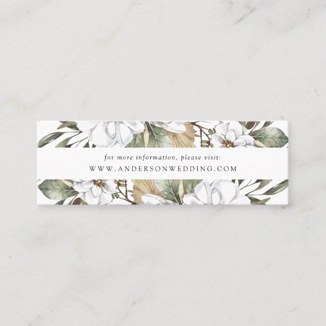 Boho White Floral & Greenerity Website Cards Mini Visitenkarte (Vorderseite)
