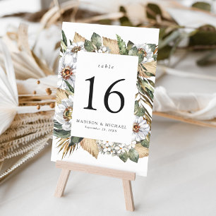 Boho White Floral & Greenerity Wedding Tischnummer