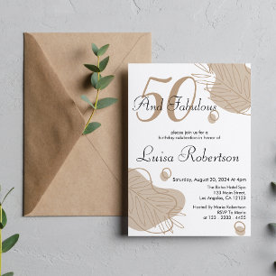 Boho White Modern Leaf Alle Alten Geburtstag Einladung