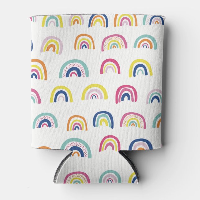 Boho White Multi Rainbow Dosenkühler (Vorderseite)