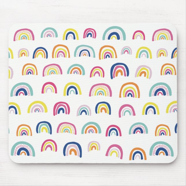 Boho White Multi Rainbow Mousepad (Vorne)