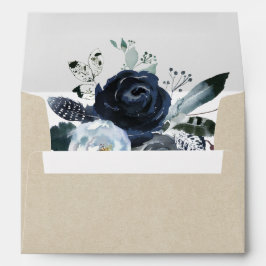 Boho White Navy Peony Pre-Printed Address 12x18 En